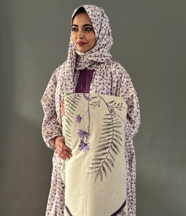 SCARF PRAYER SET - BEIGE w/ PURPLE