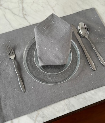 PLACEMAT & NAPKINS SET - SILVER