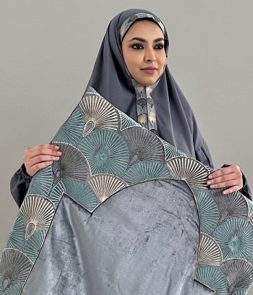 طقم صلاة مخمل - ازرق 