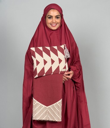 طقم صلاة للسفر - عنابي 