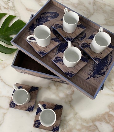 TURKISH COFFEE SET OF 6 - FEATHERS 