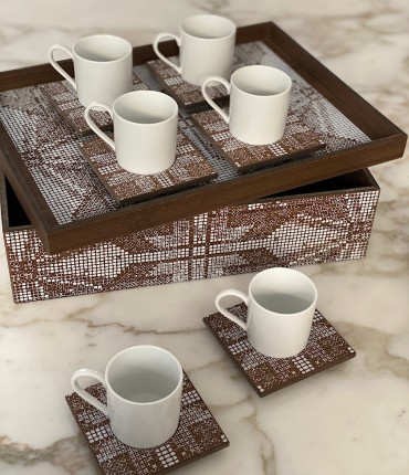 TURKISH COFFEE SET OF 6 - WOOD 