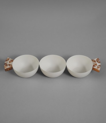 METAL TRI BOWL - CREAM